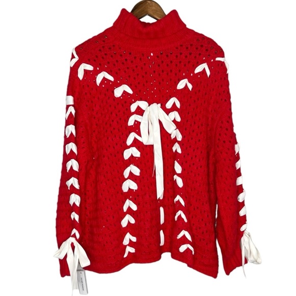 For Love and Lemon Red Sweater with Bow Accents - Picture 3 of 5